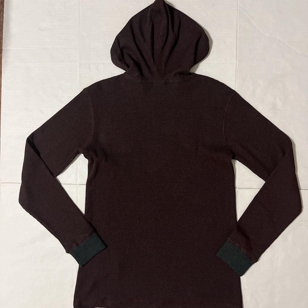 Billabong Men's Keystone Long Sleeve Waffle-Knit Pullover Hoodie Port Sz Small - Picture 2 of 11
